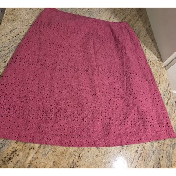 LL Bean Sz 8 Favorite Fit Pink Eyelet Knee Length Pencil Skirt Beach Line 297045 - Picture 12 of 13